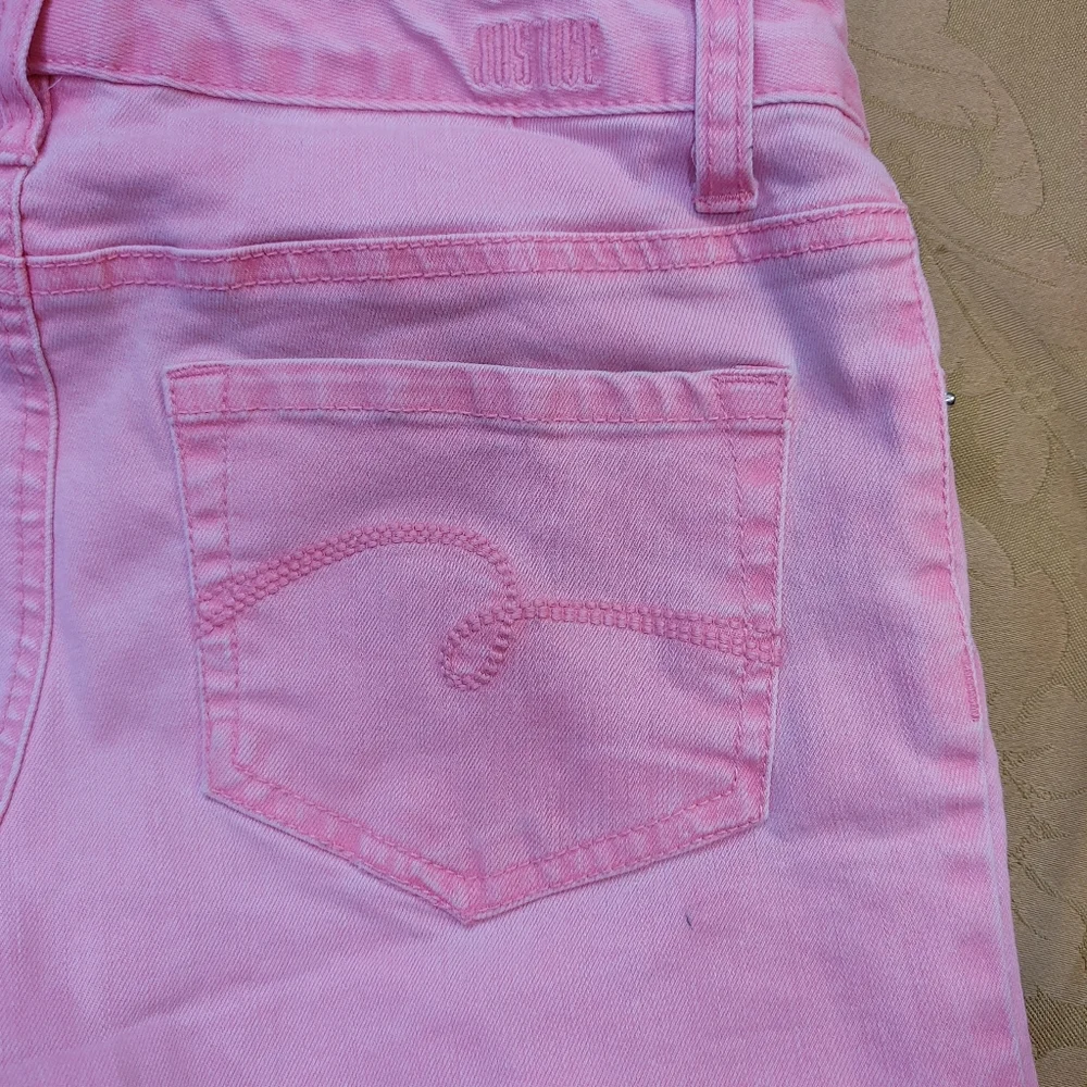 Justice girl's hot pink jean shorts
